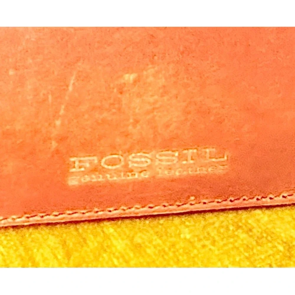 Fossil Leather Jewelry Box Organizer Valet Tray Brown Lined Storage Case‎